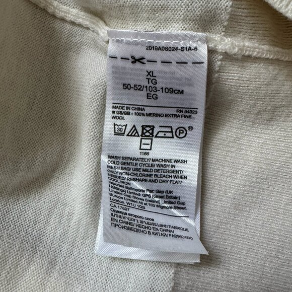 Banana Republic 100% merino wool turtleneck off-white chevron stripe sweater XL - Picture 5 of 6